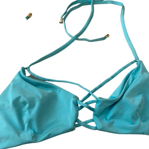 Beach Bunny Basics Bralette Bikini Top Aqua - Picture 4 of 5